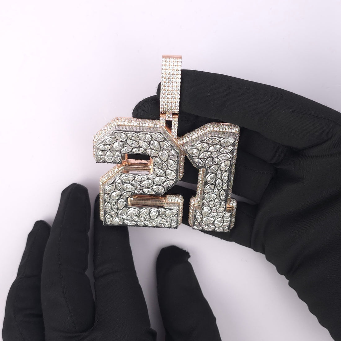 21 Number Pendant | Iced Out VVS Moissanite, 925 Silver