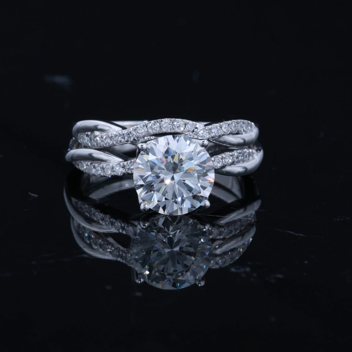 2.50CT Round Diamond Engagement Ring – Double Infinity Split Shank