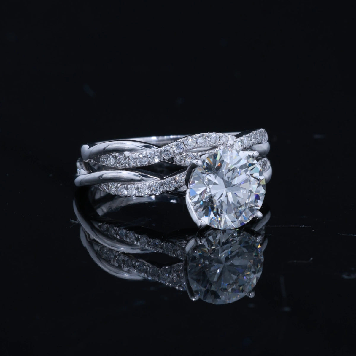 2.50CT Round Diamond Engagement Ring – Double Infinity Split Shank