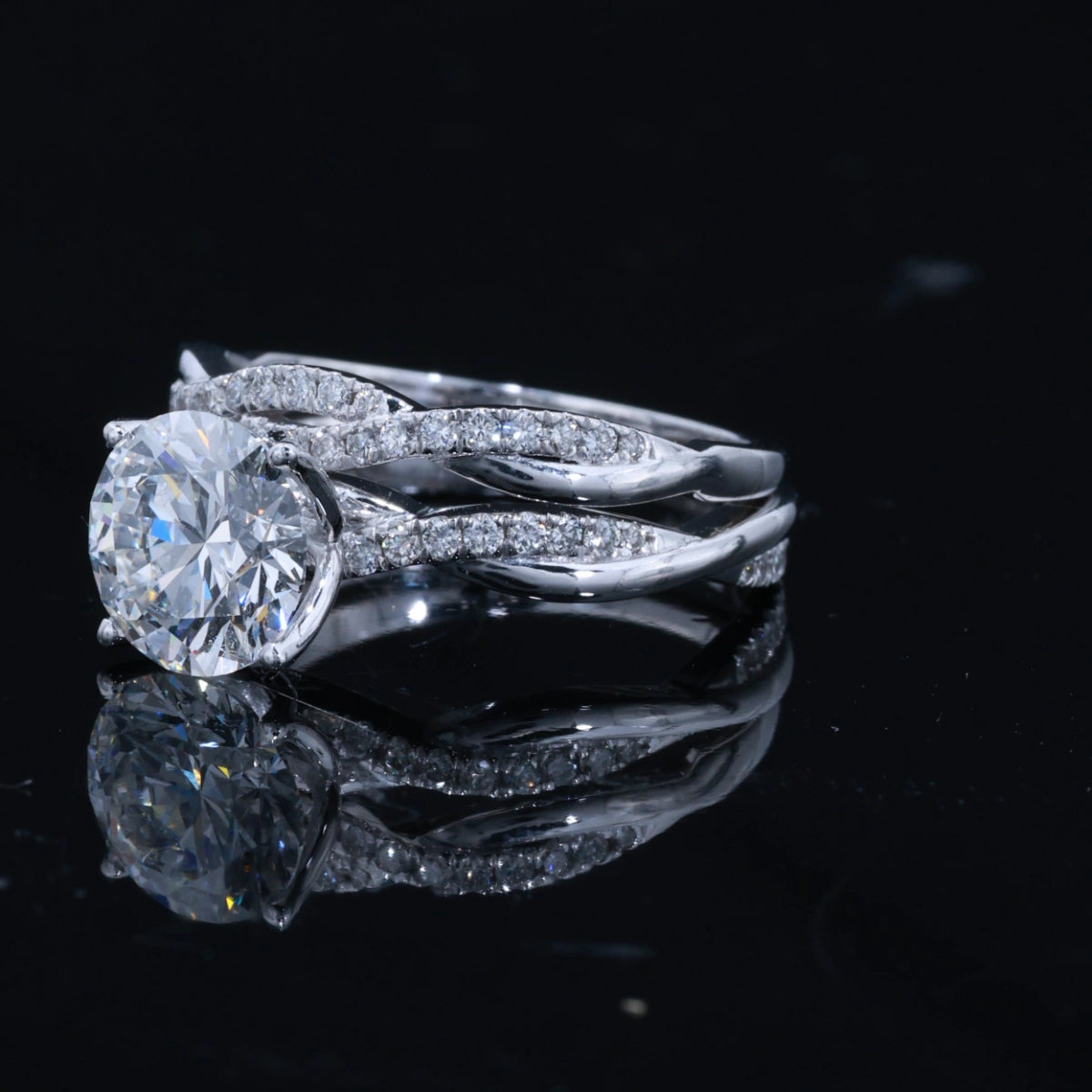 2.50CT Round Diamond Engagement Ring – Double Infinity Split Shank