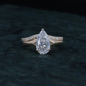 2.5CT Pear Cut Moissanite Engagement Ring | Split Shank, 925 Silver or 14K Gold Plated