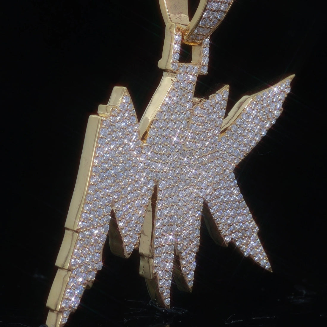"MK" Jagged Letter Moissanite  Pendant | 925 Sterling  Silver