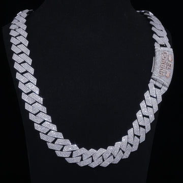 Moissanite Prong Cuban Link Chain | Iced Out, 925 Silver