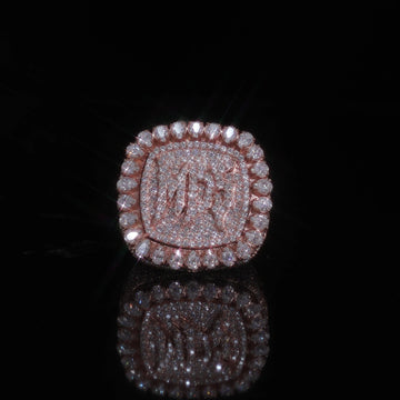 Custom Iced Out Moissanite Championship Ring | Pear Halo | Full Pave set | 925 Sterling Silver