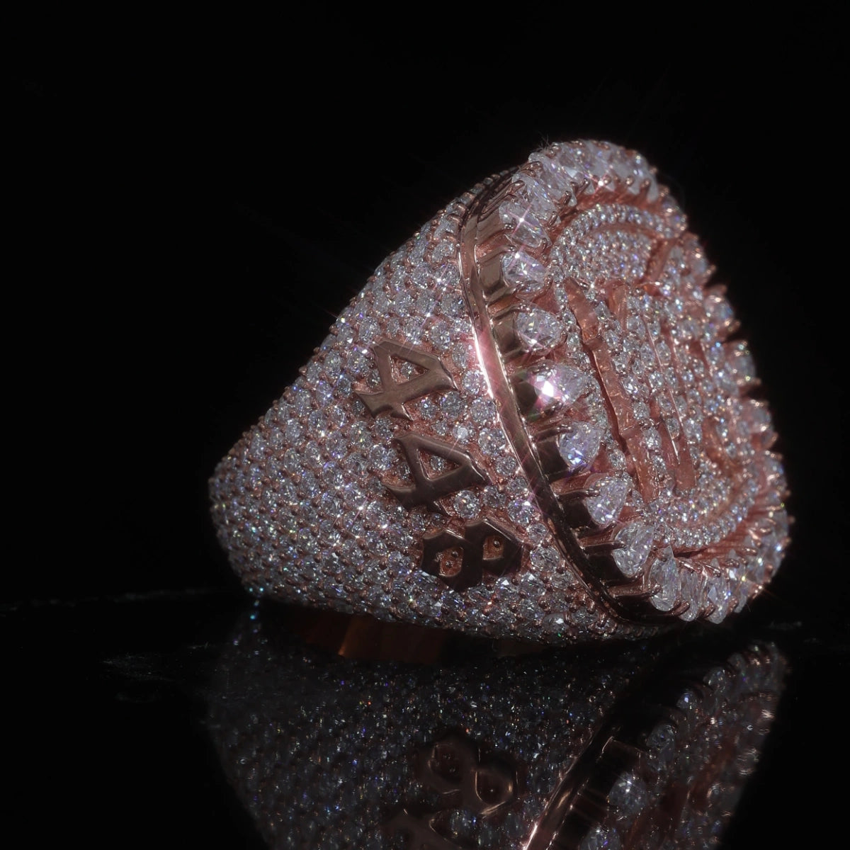 Custom Iced Out Moissanite Championship Ring | Pear Halo | Full Pave set | 925 Sterling Silver