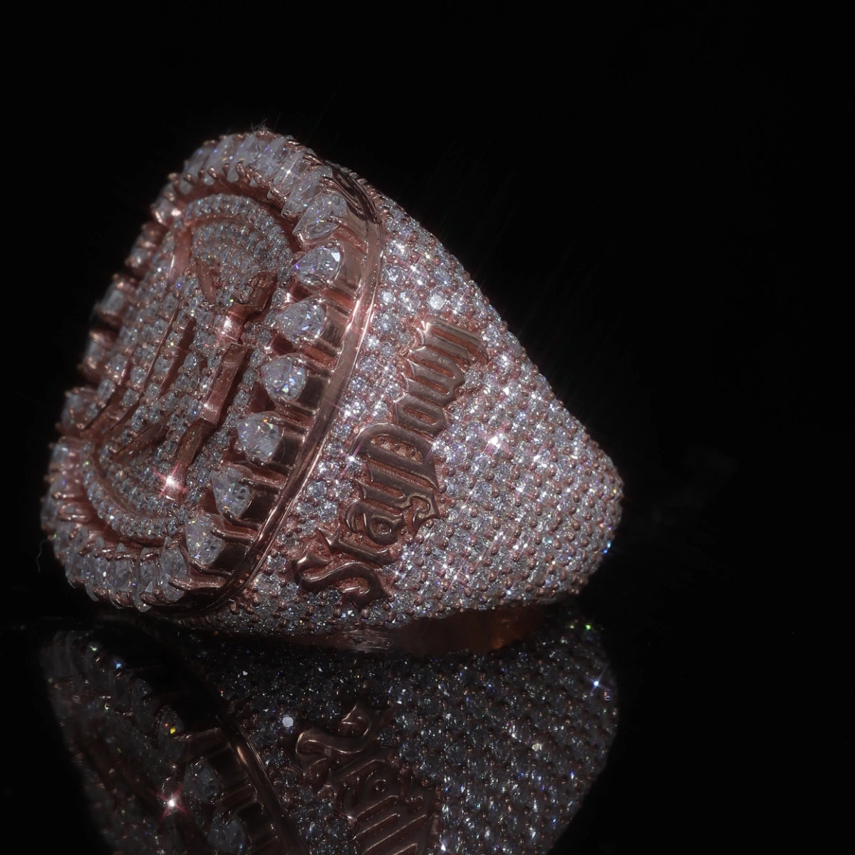 Custom Iced Out Moissanite Championship Ring | Pear Halo | Full Pave set | 925 Sterling Silver