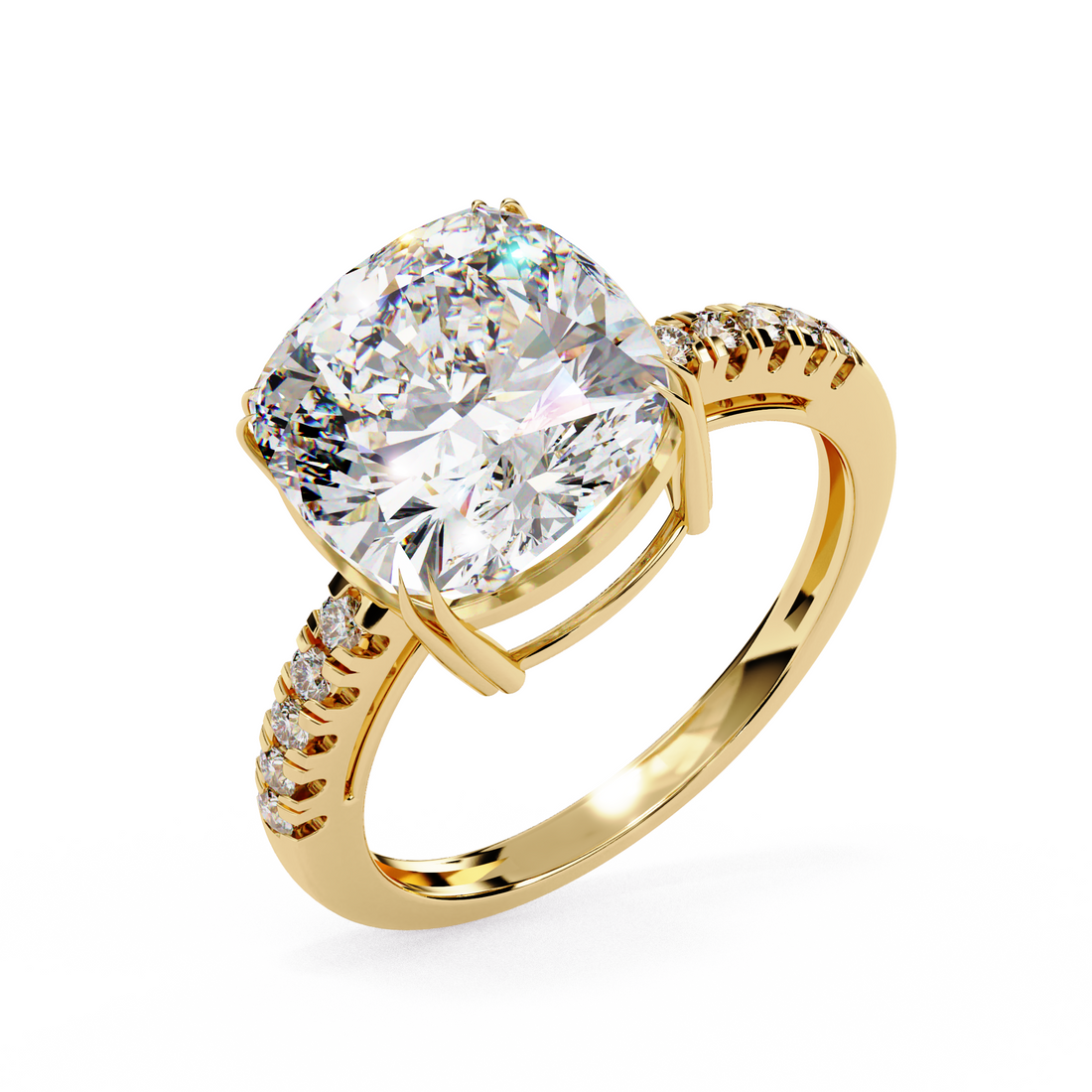 2 carat cushion cut lab grown diamond engagement ring rose gold IGI certified micro pave vintage style