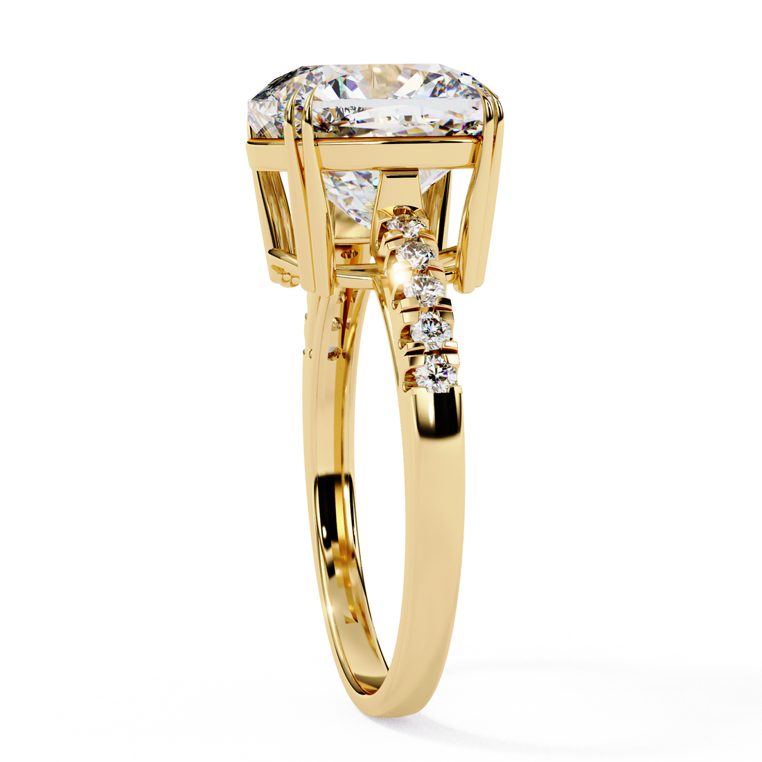 2 carat cushion cut lab grown diamond engagement ring rose gold IGI certified micro pave vintage style