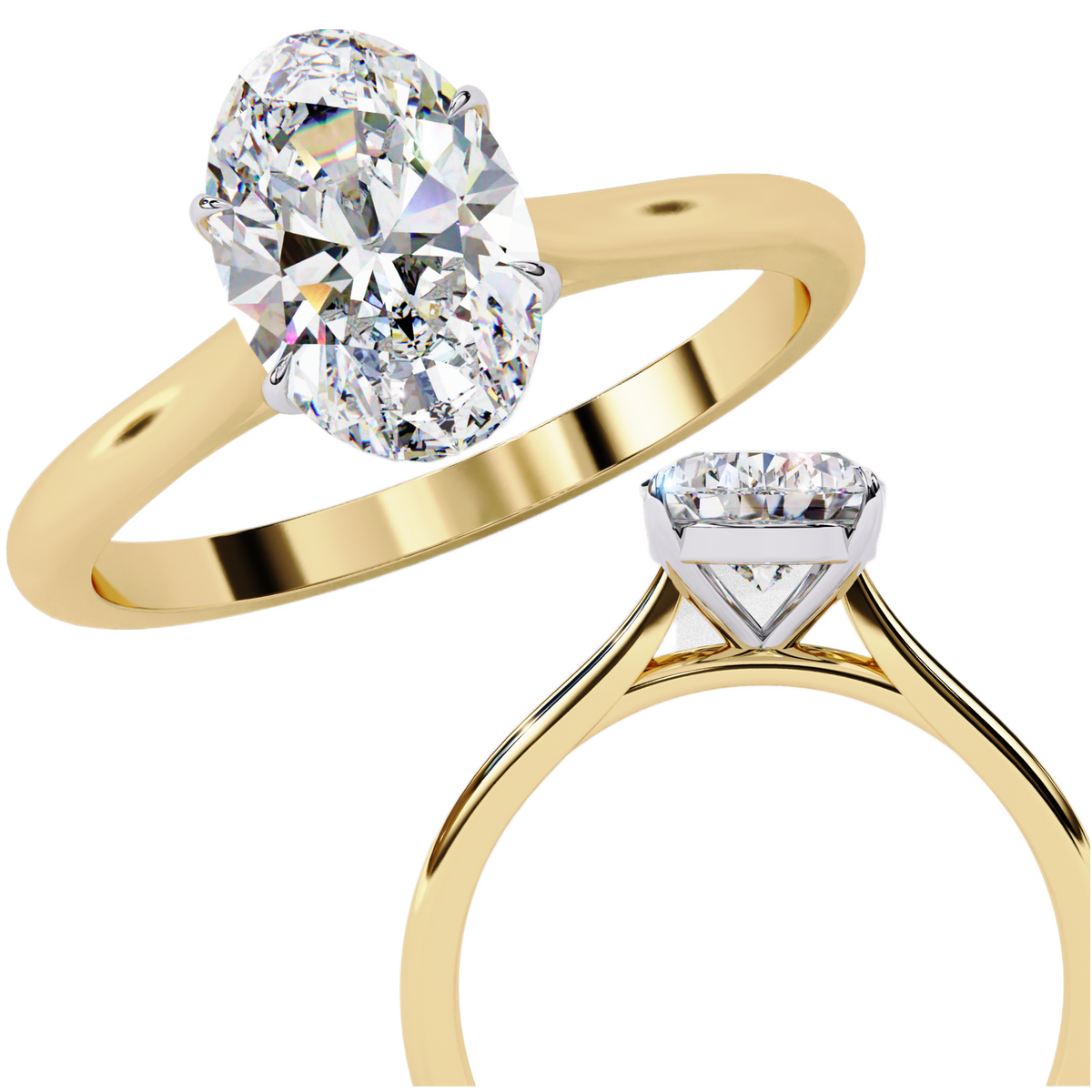 Effortless Oval Moissanite Solitaire Ring | 14k Yellow Gold Plated