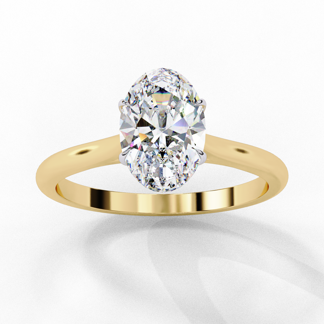 Effortless Oval Moissanite Solitaire Ring | 14k Yellow Gold Plated