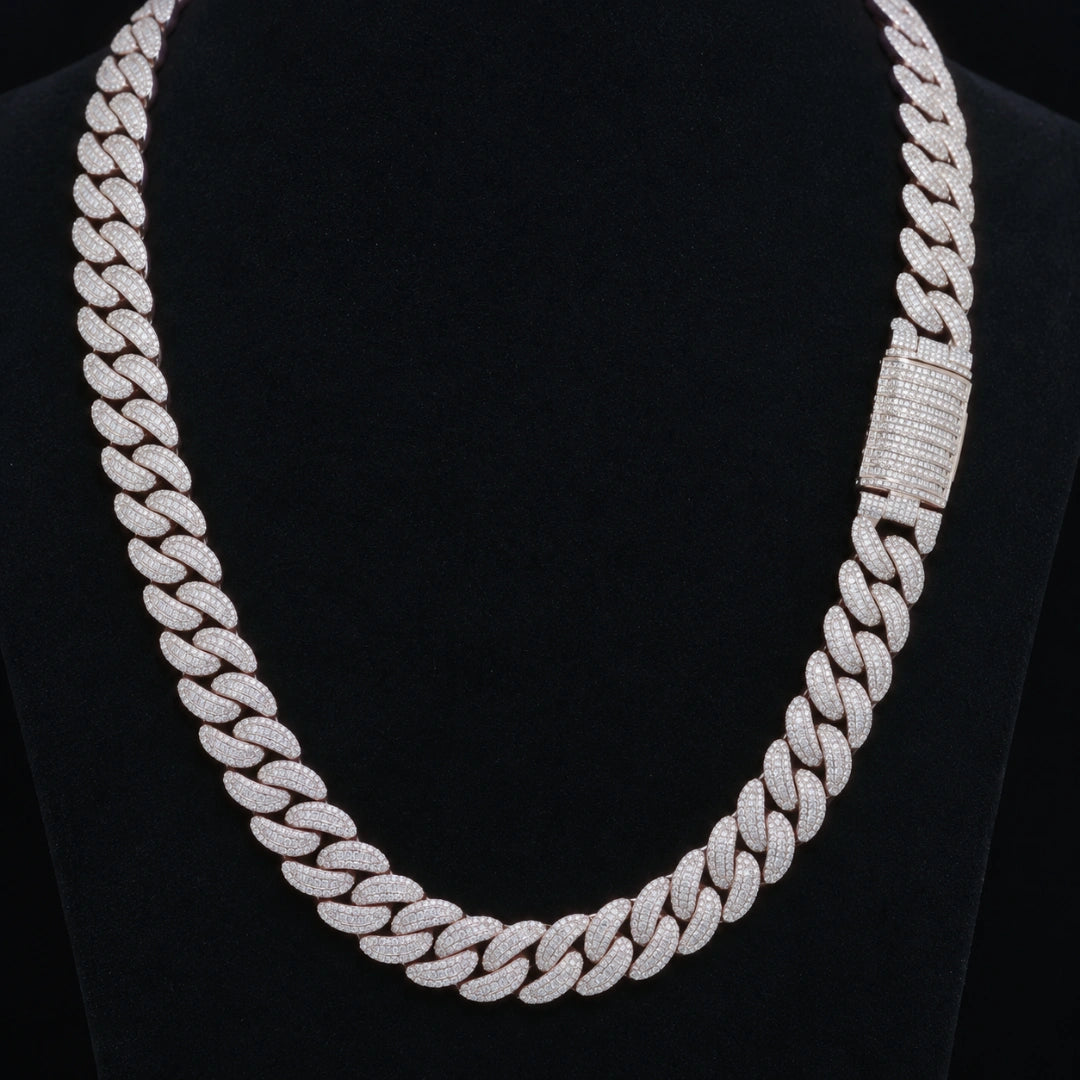 16mm Moissanite Baguette-cut Cuban Chain | 925 Silver