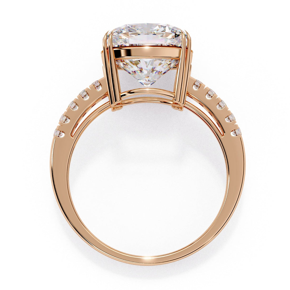 Bellamy Cushion Moissanite Ring, Pavé Band | 14k Rose Gold Plated