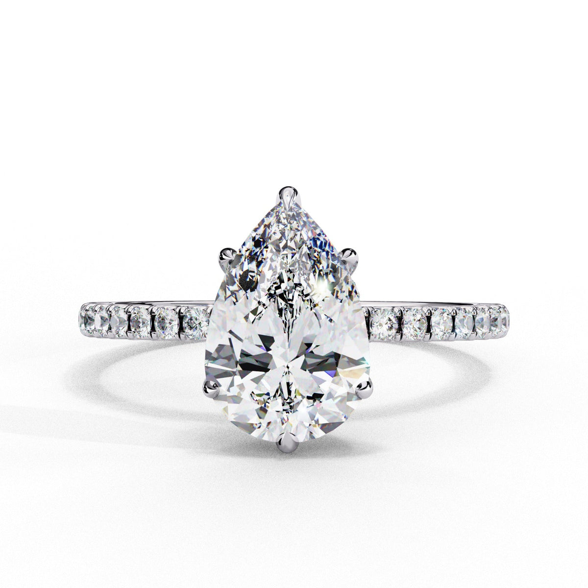 Pear Shimmer Moissanite Pavé Ring | 14k Yellow Gold Plated