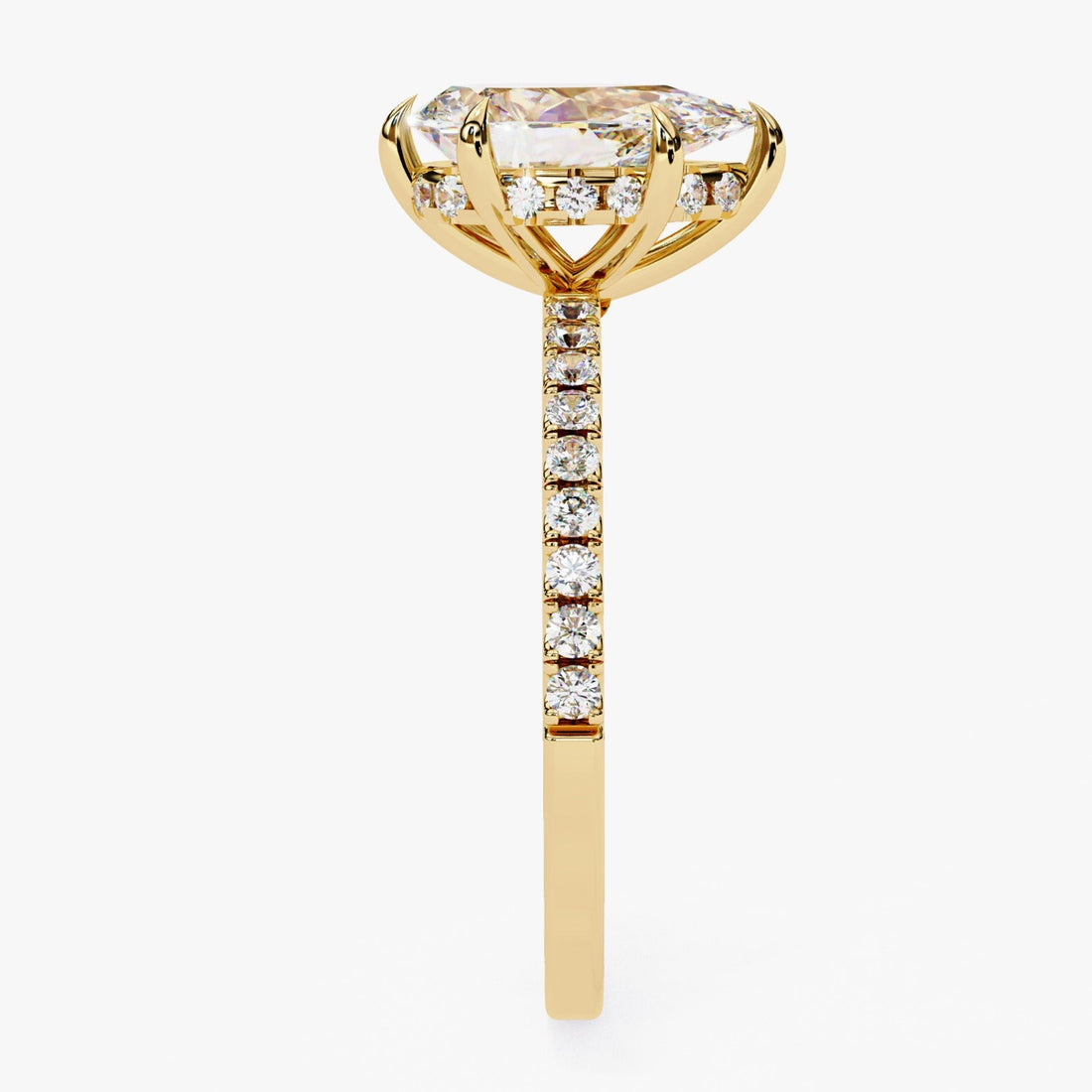Pear Shimmer Moissanite Pavé Ring | 14k Yellow Gold Plated