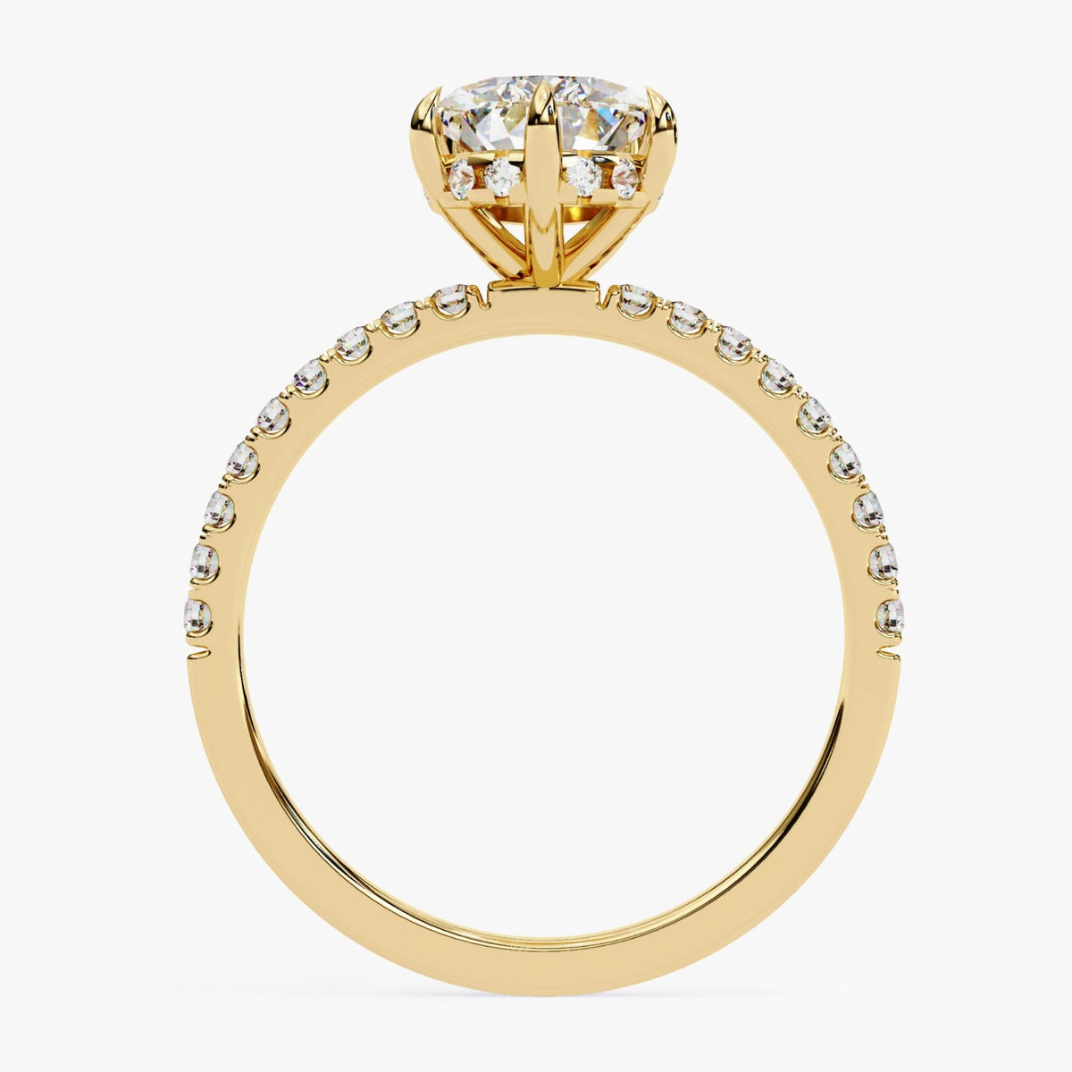 Pear Shimmer Moissanite Pavé Ring | 14k Yellow Gold Plated