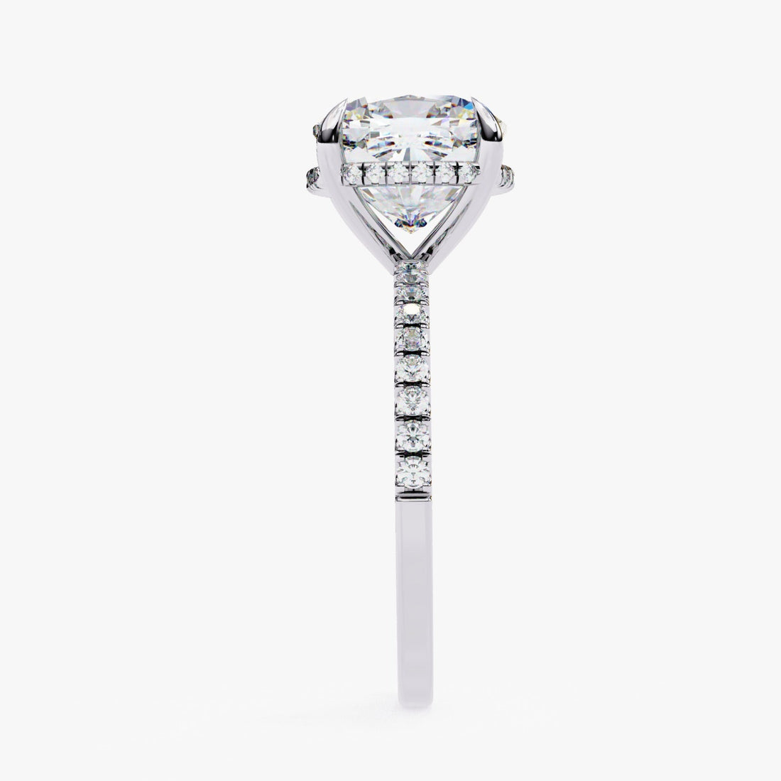 Bold Cushion Moissanite Pavé Ring| 14k White Gold Plated