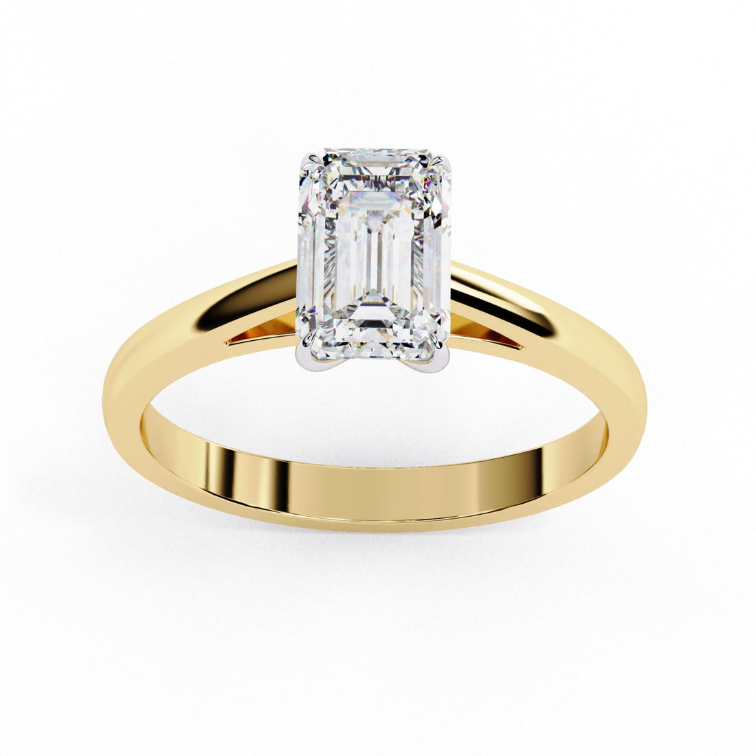 Art Deco Emerald Ring |  Moissanite Solitaire | 925 Sterling Silver