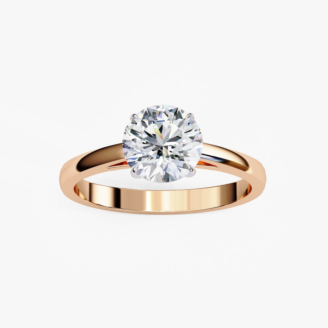 Timeless Round Moissanite Solitaire Ring | 14K Rose Gold Plated