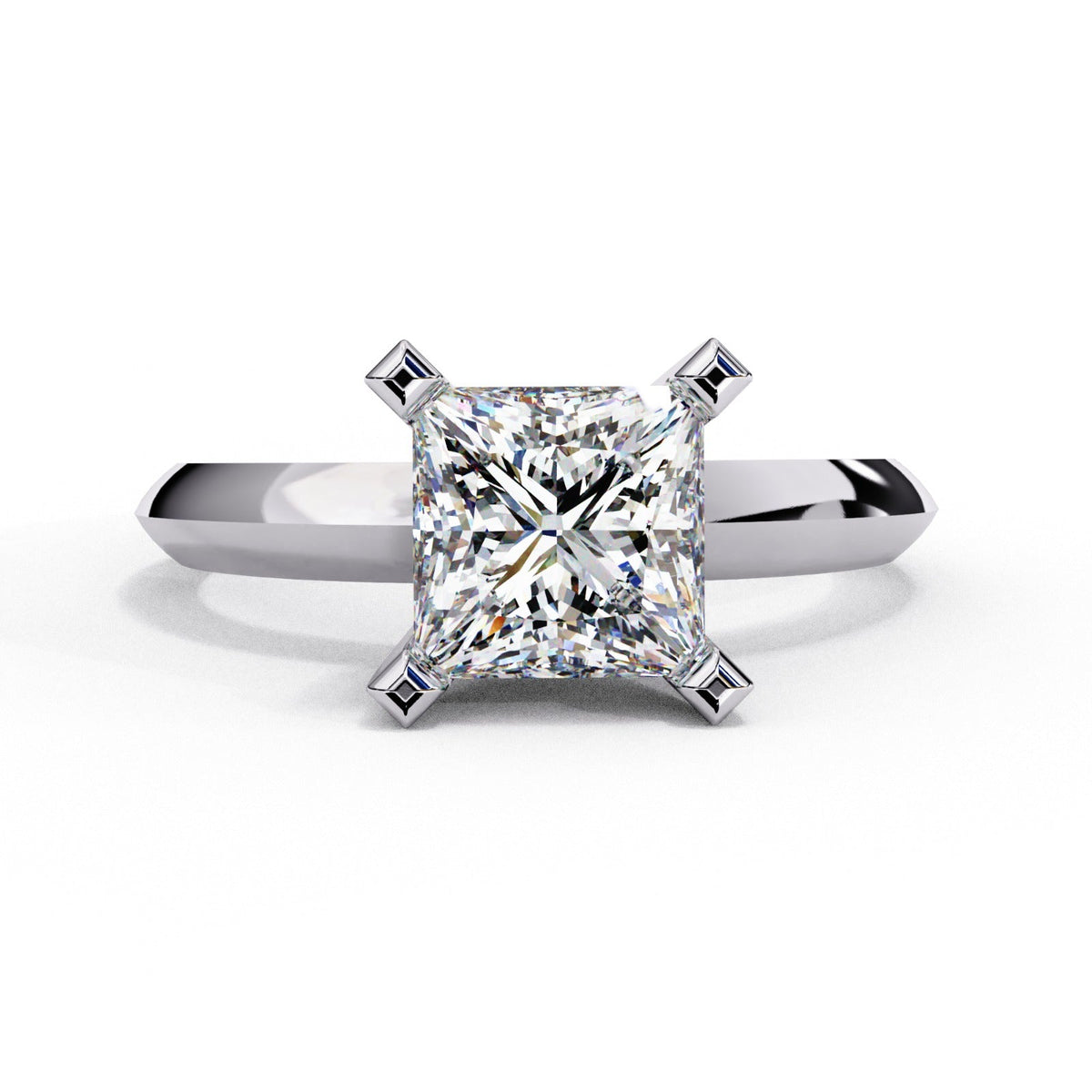 Bold Princess Cut Moissanite Solitaire Ring | 14k Rose Gold Plated
