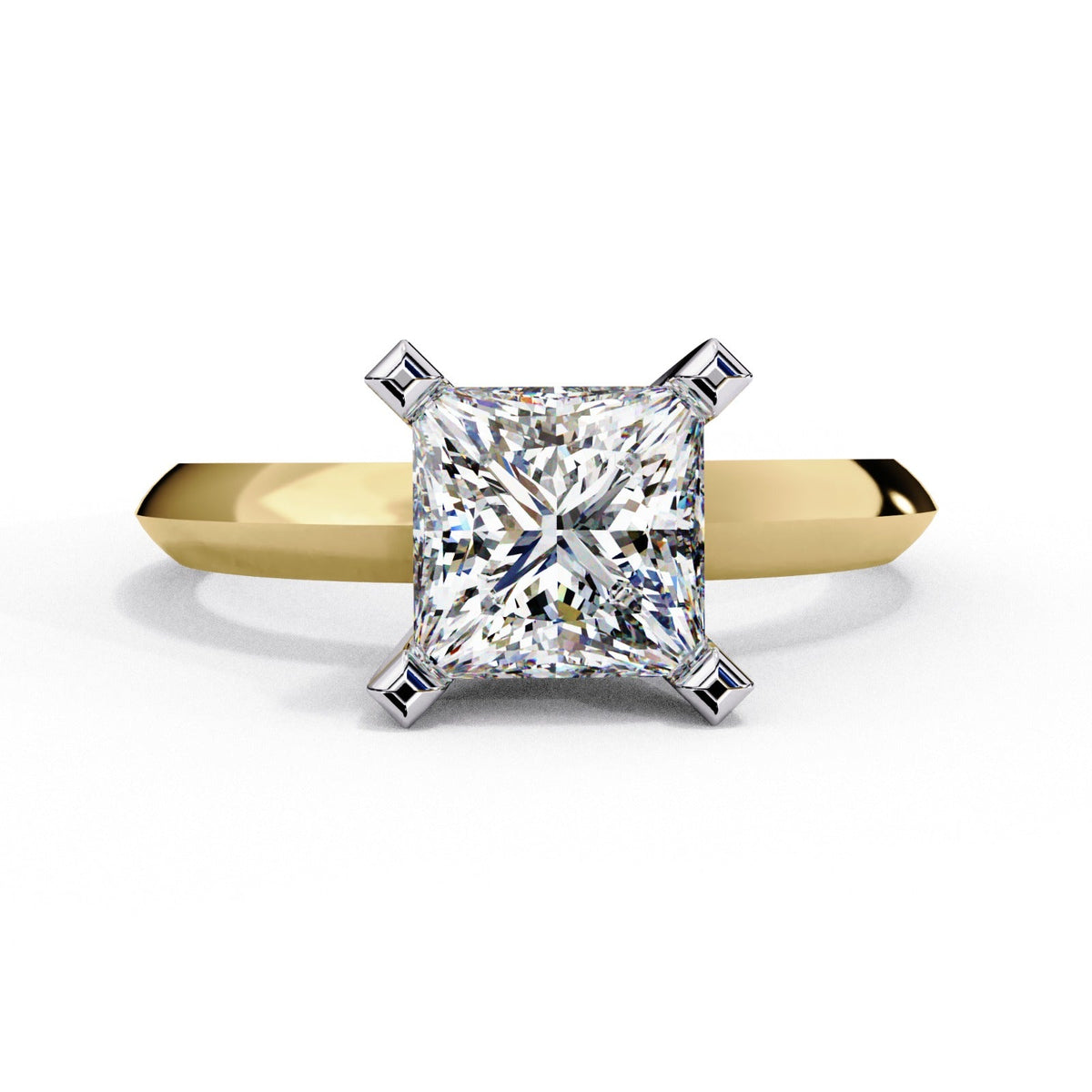 Bold Princess Cut Moissanite Solitaire Ring | 14k Rose Gold Plated