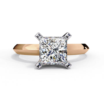 Bold Princess Cut Moissanite Solitaire Ring | 14k Rose Gold Plated