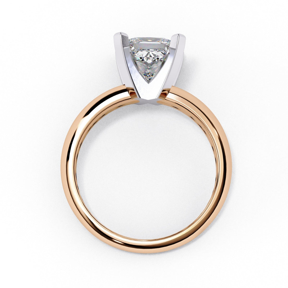 Bold Princess Cut Moissanite Solitaire Ring | 14k Rose Gold Plated