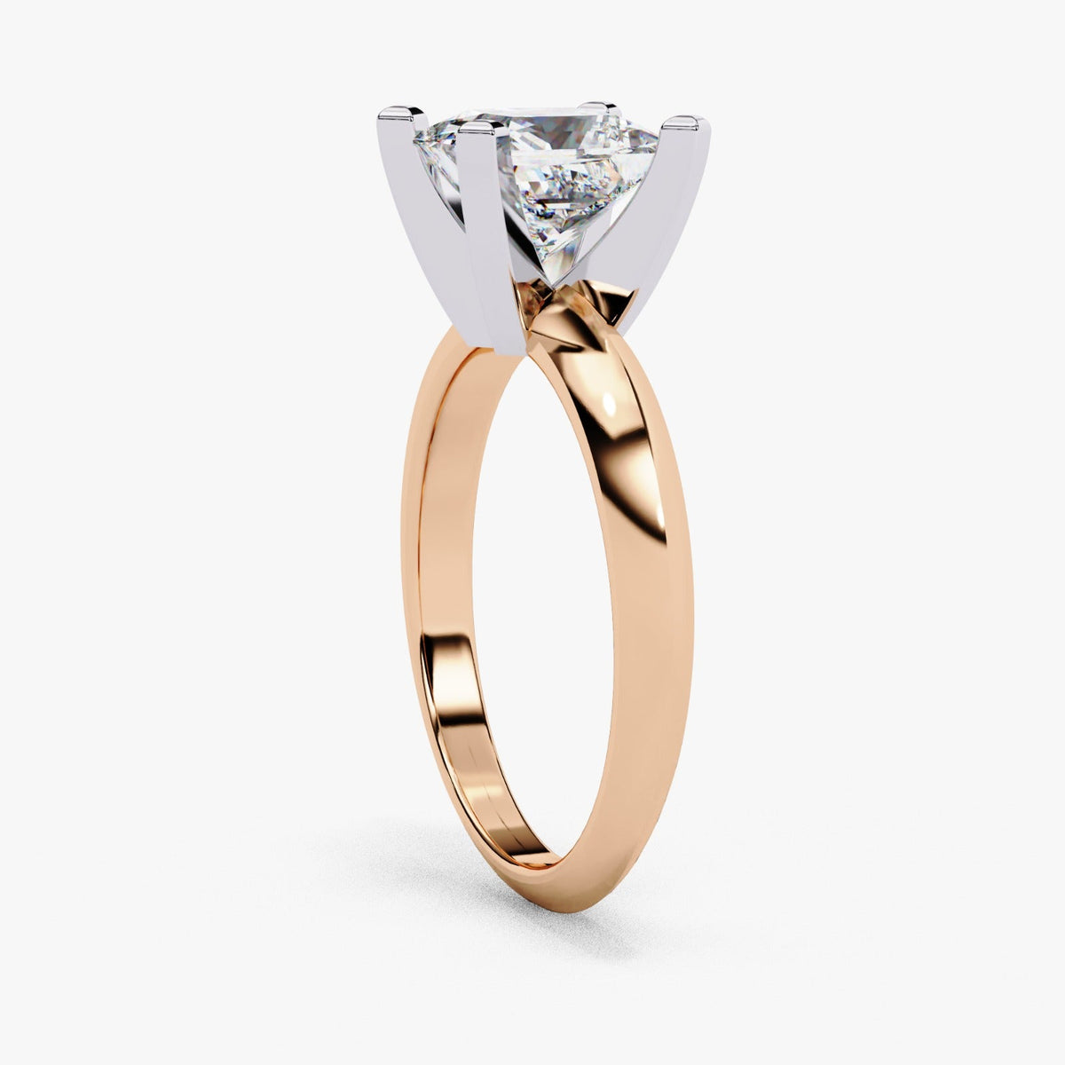 Bold Princess Cut Moissanite Solitaire Ring | 14k Rose Gold Plated