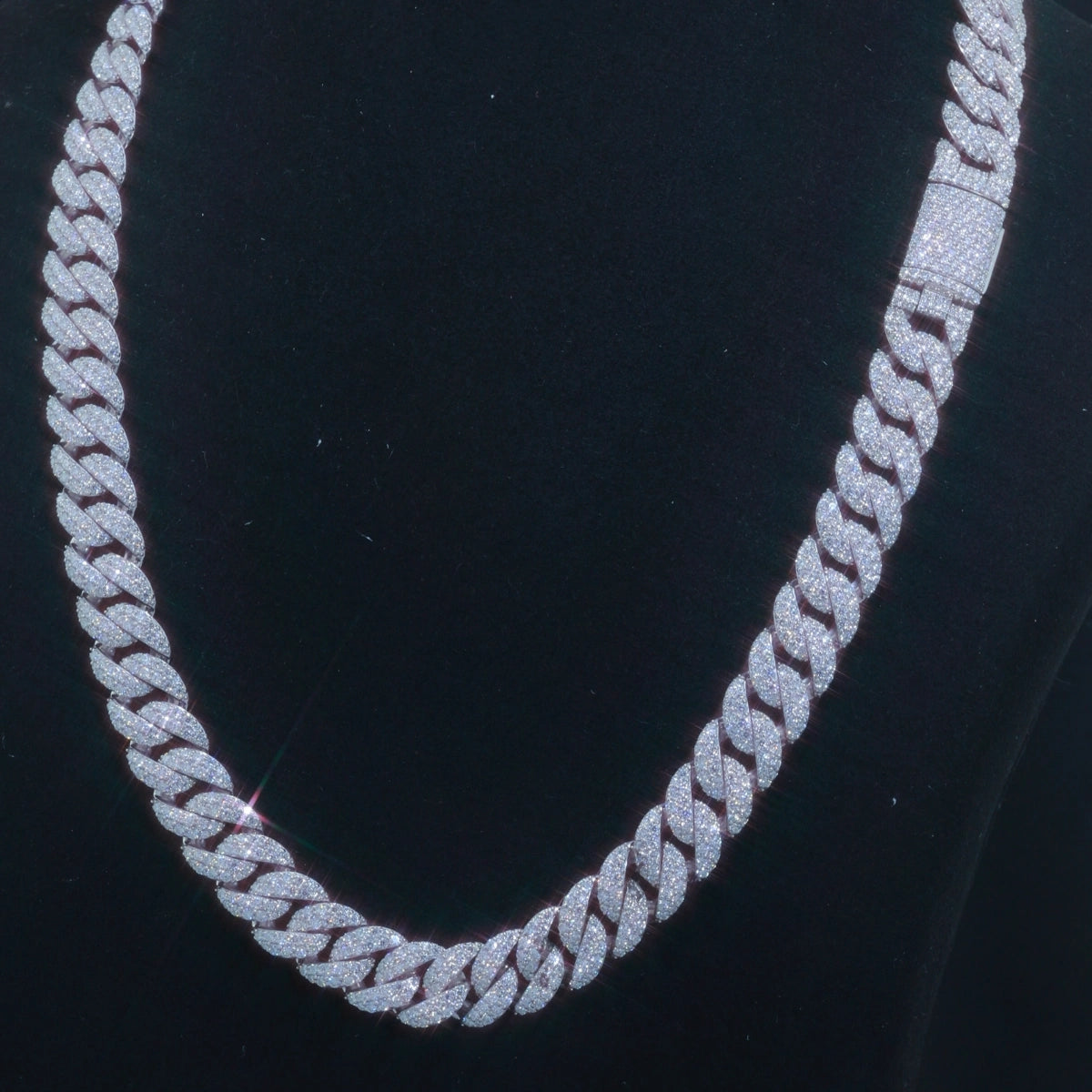 12mm Moissanite Cuban Link Chain | 925 Silver