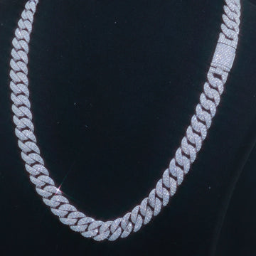 12mm Moissanite Cuban Link Chain | 925 Silver