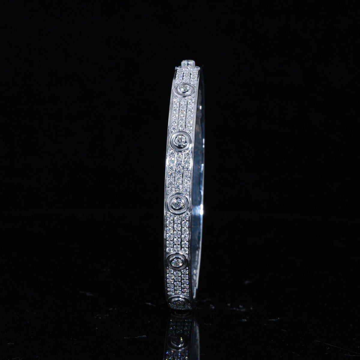 Iced Out Moissanite Screw Love Bracelet | 925 Silver