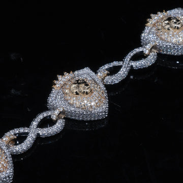 16mm Iced Out Lion Head Infinity Link Bracelet |925 Silver
