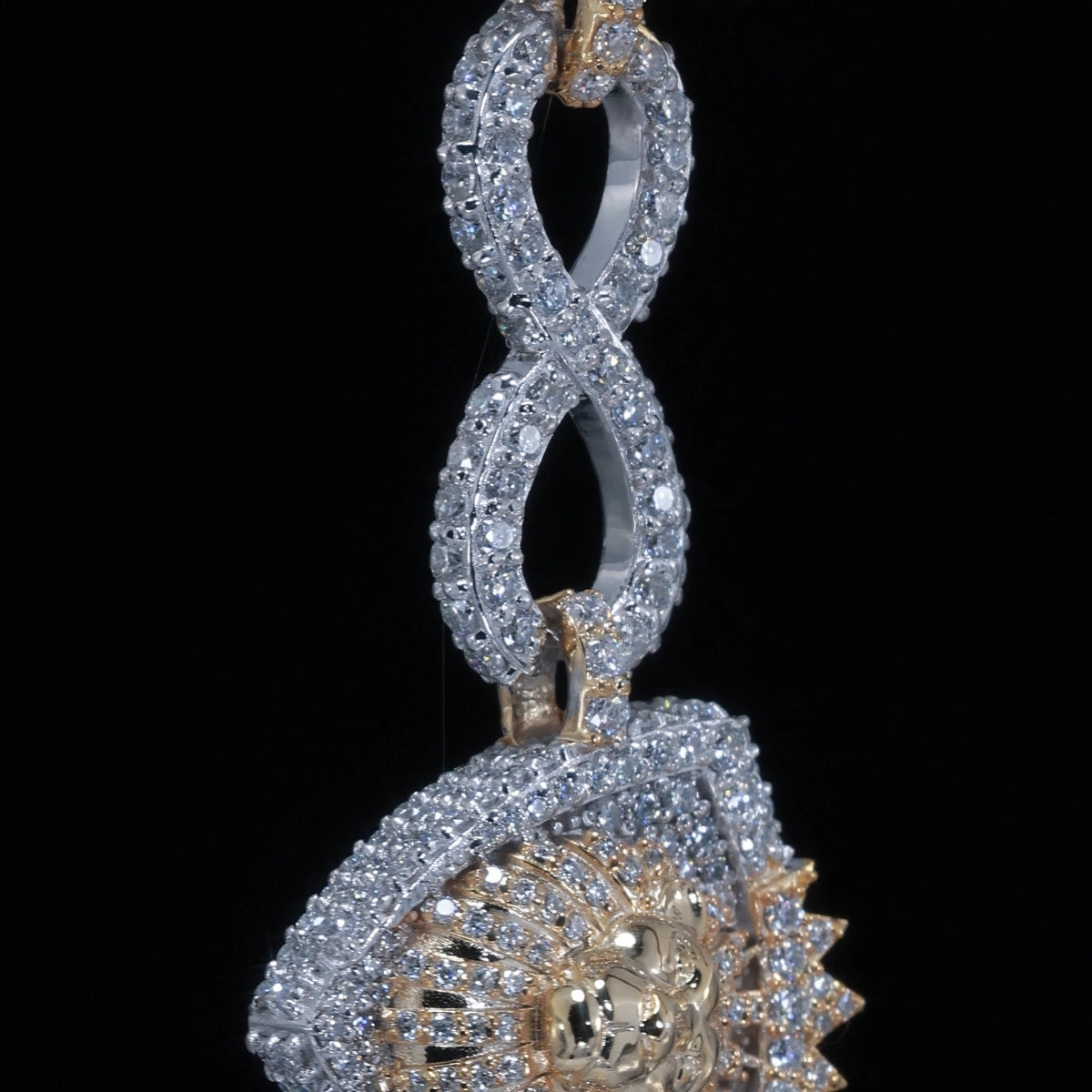16mm Iced Out Lion Head Infinity Link Bracelet |925 Silver
