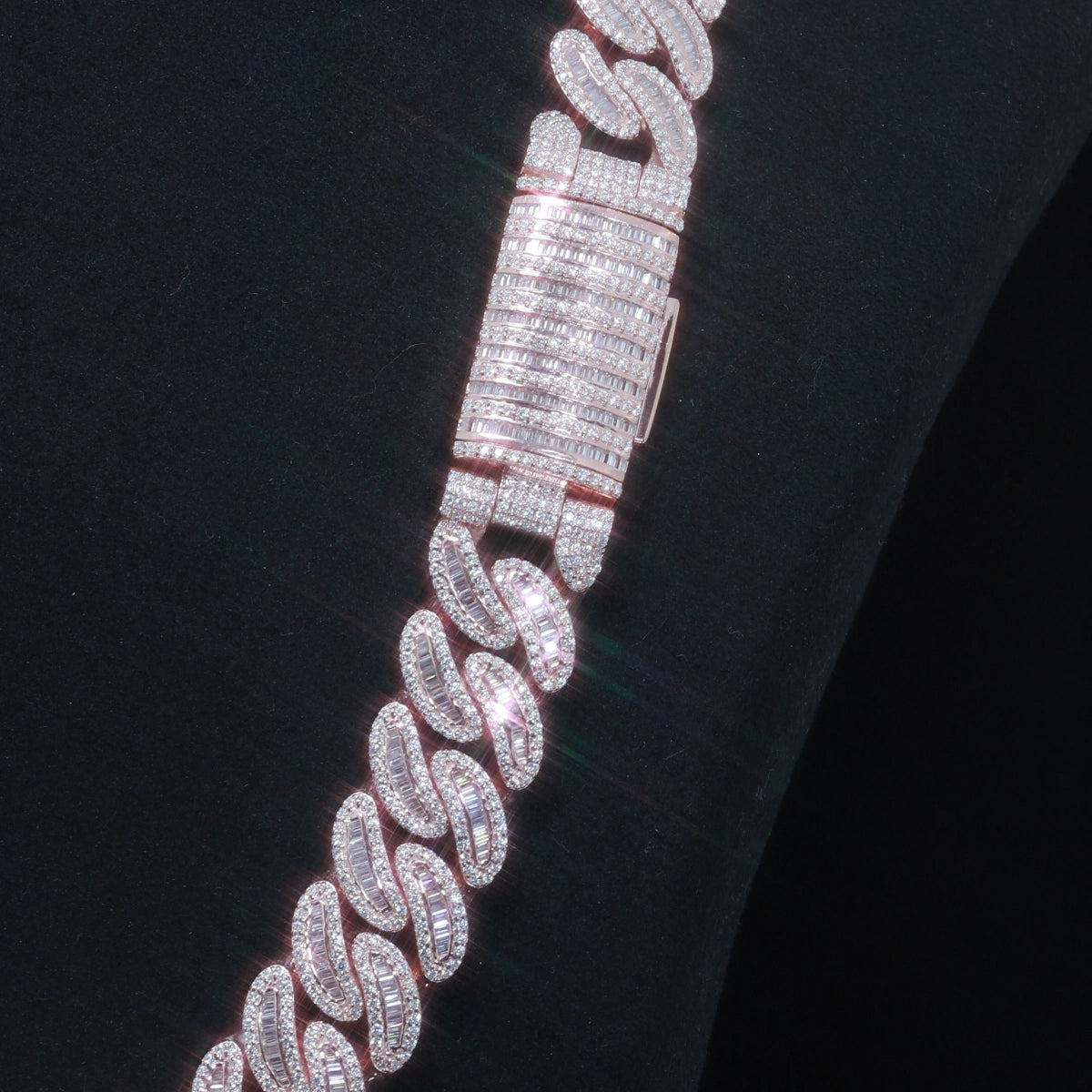 16mm Moissanite Baguette-cut Cuban Chain | 925 Silver
