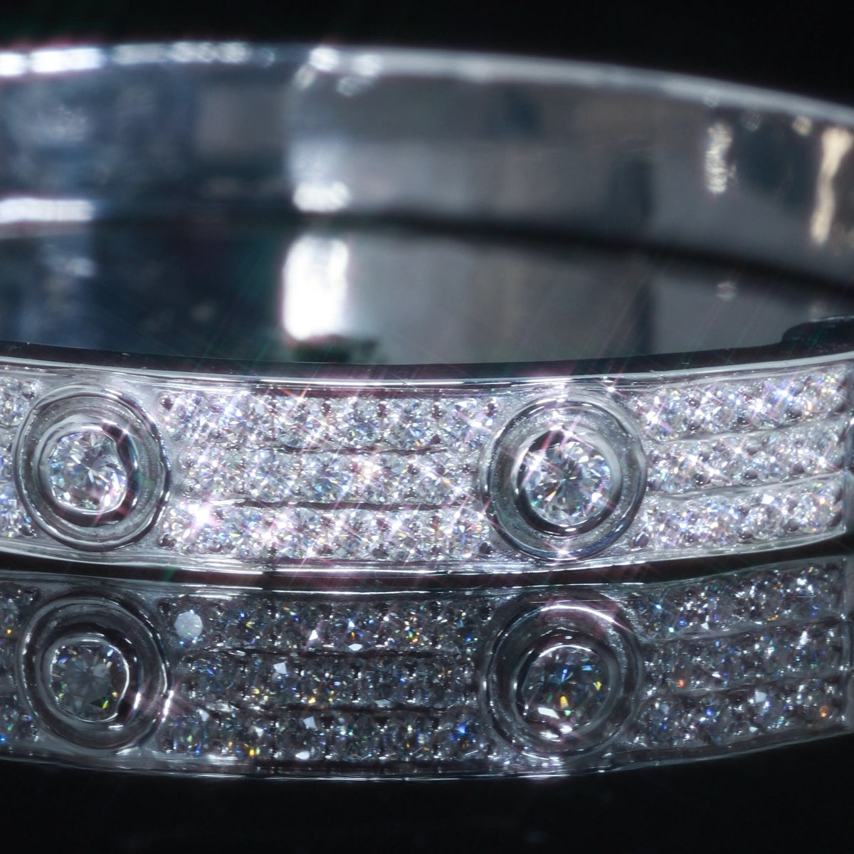 Iced Out Moissanite Screw Love Bracelet | 925 Silver