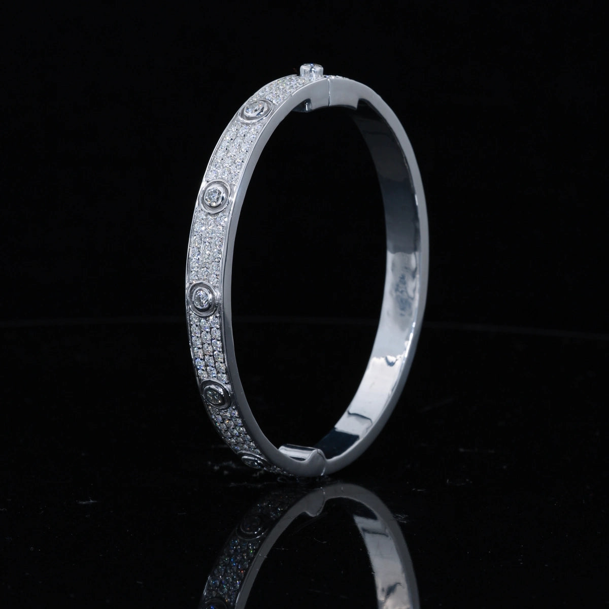 Iced Out Moissanite Screw Love Bracelet | 925 Silver
