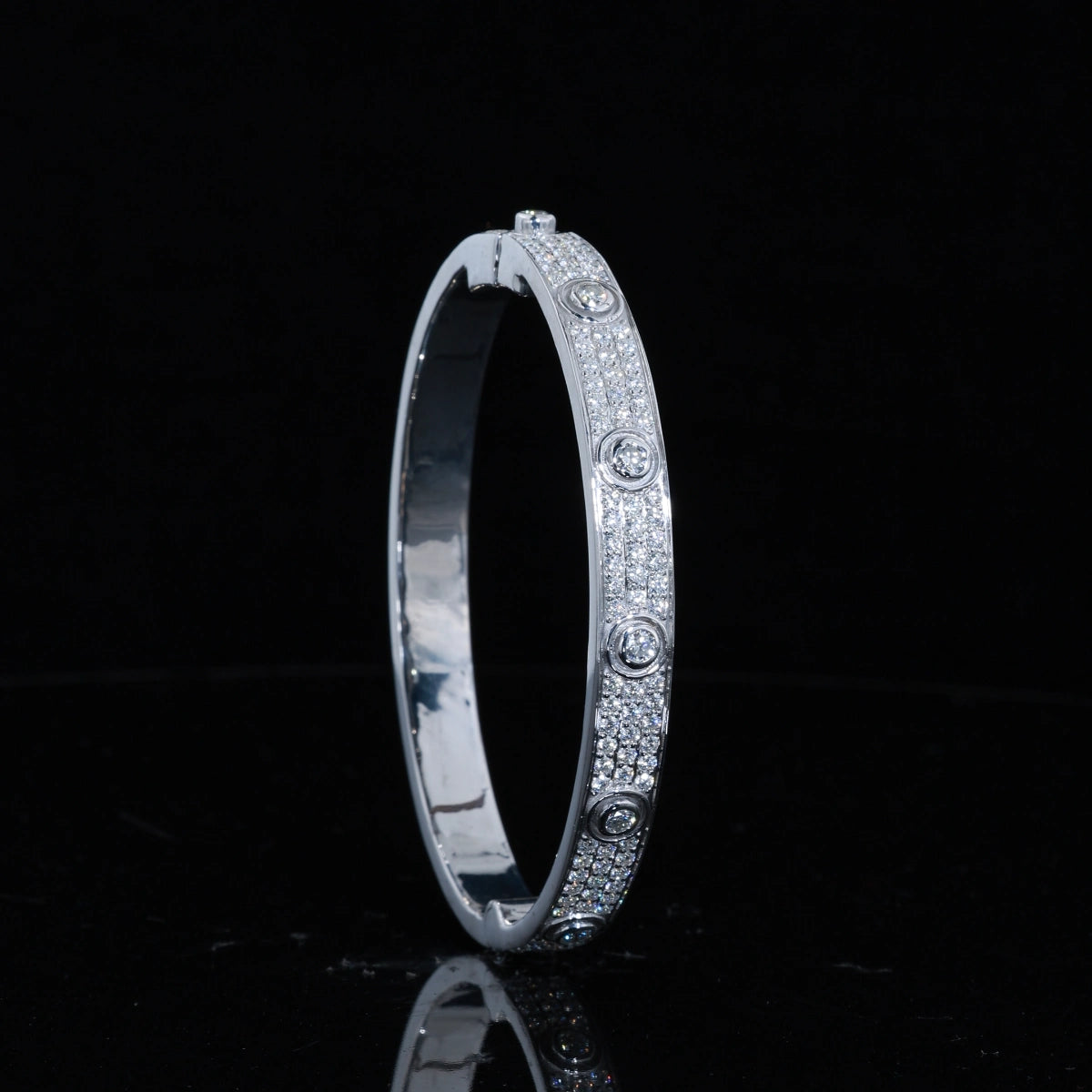Iced Out Moissanite Screw Love Bracelet | 925 Silver