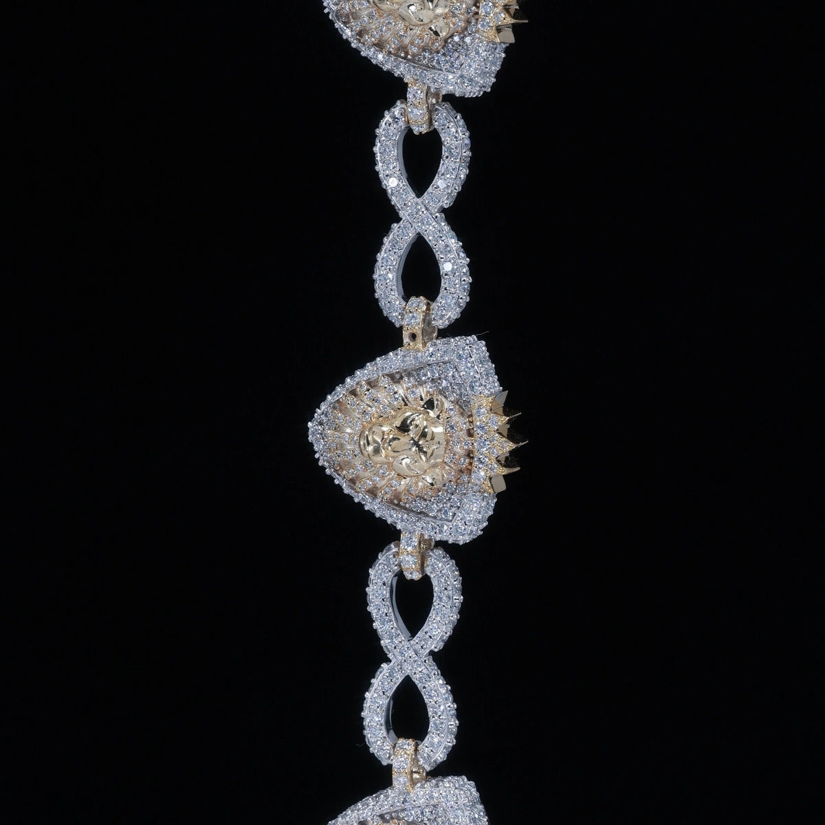 16mm Iced Out Lion Head Infinity Link Bracelet |925 Silver