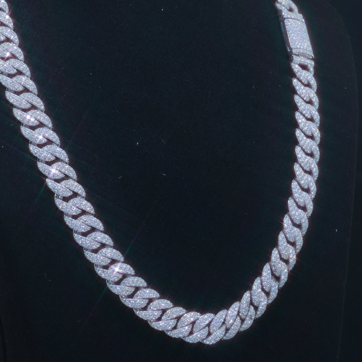 12mm Moissanite Cuban Link Chain | 925 Silver