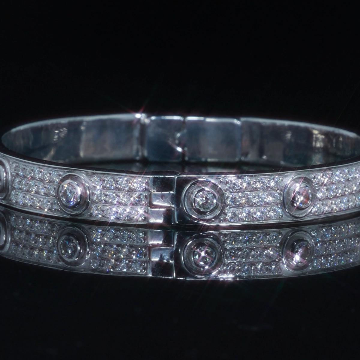 Iced Out Moissanite Screw Love Bracelet | 925 Silver