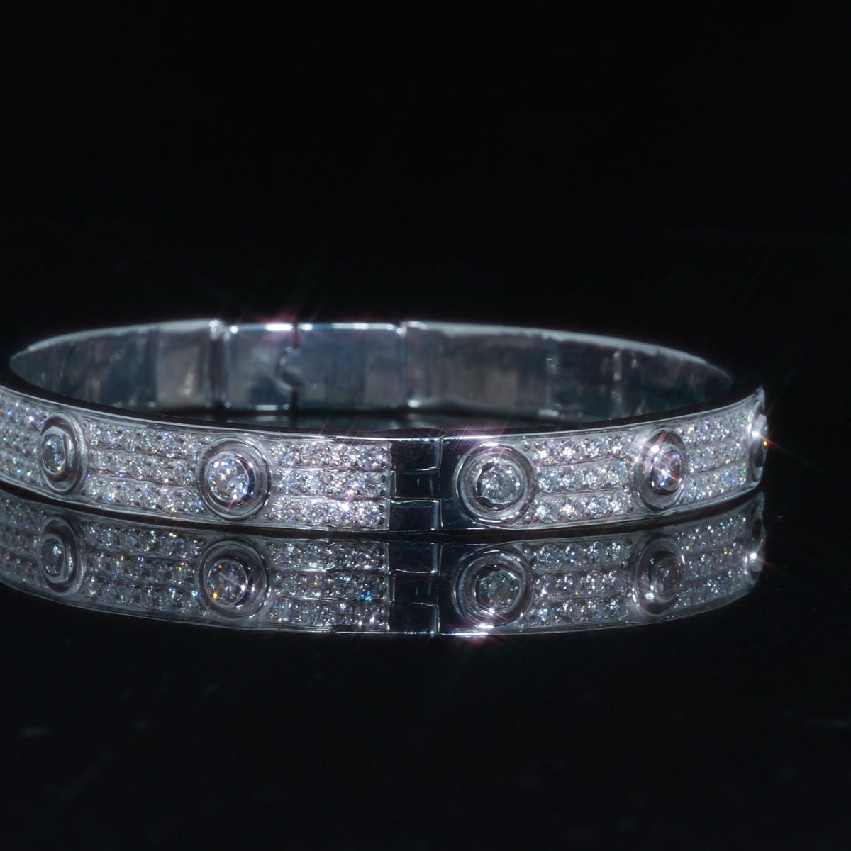 Iced Out Moissanite Screw Love Bracelet | 925 Silver