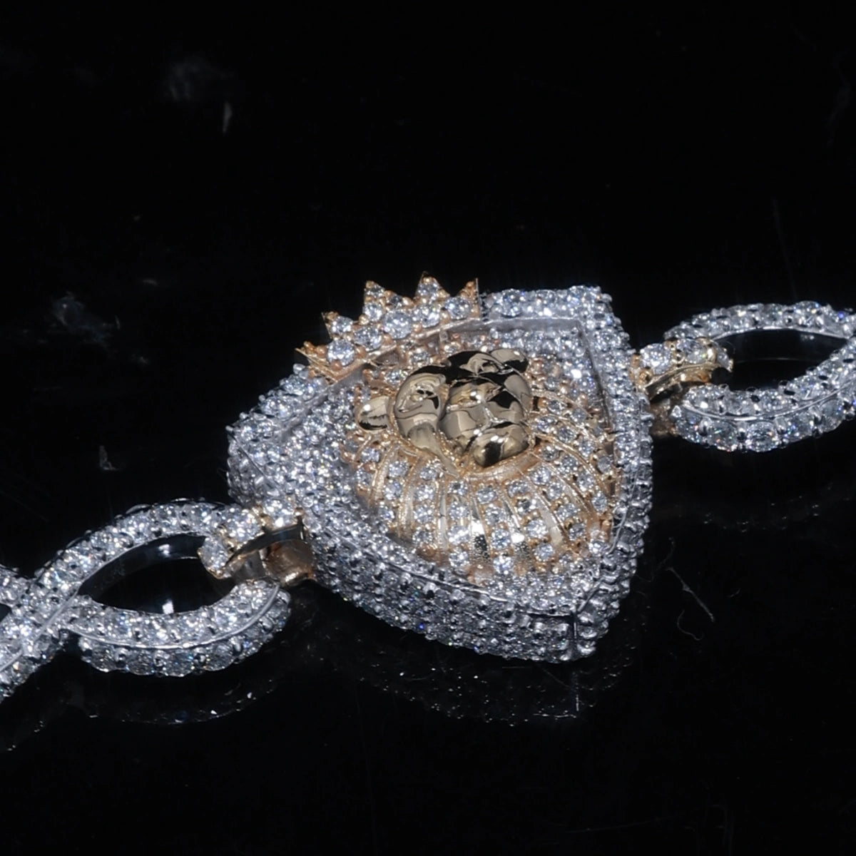16mm Iced Out Lion Head Infinity Link Bracelet |925 Silver