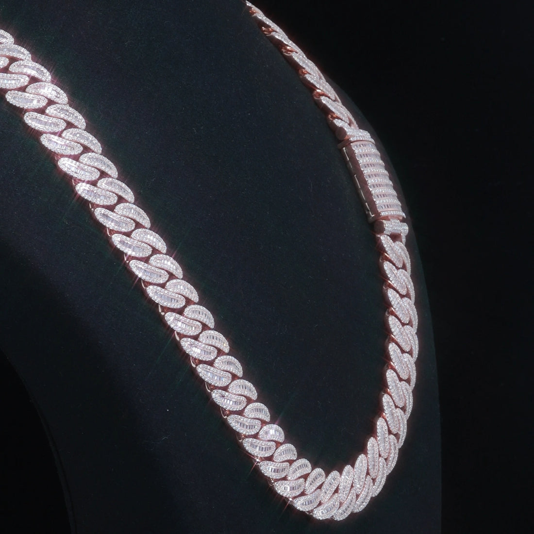 16mm Moissanite Baguette-cut Cuban Chain | 925 Silver