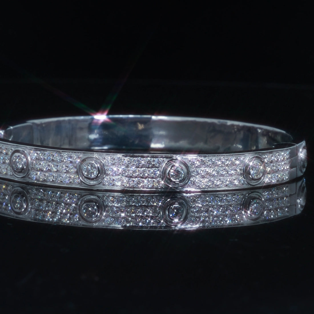 Iced Out Moissanite Screw Love Bracelet | 925 Silver