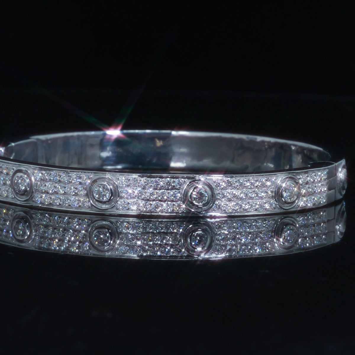 Iced Out Moissanite Screw Love Bracelet | 925 Silver