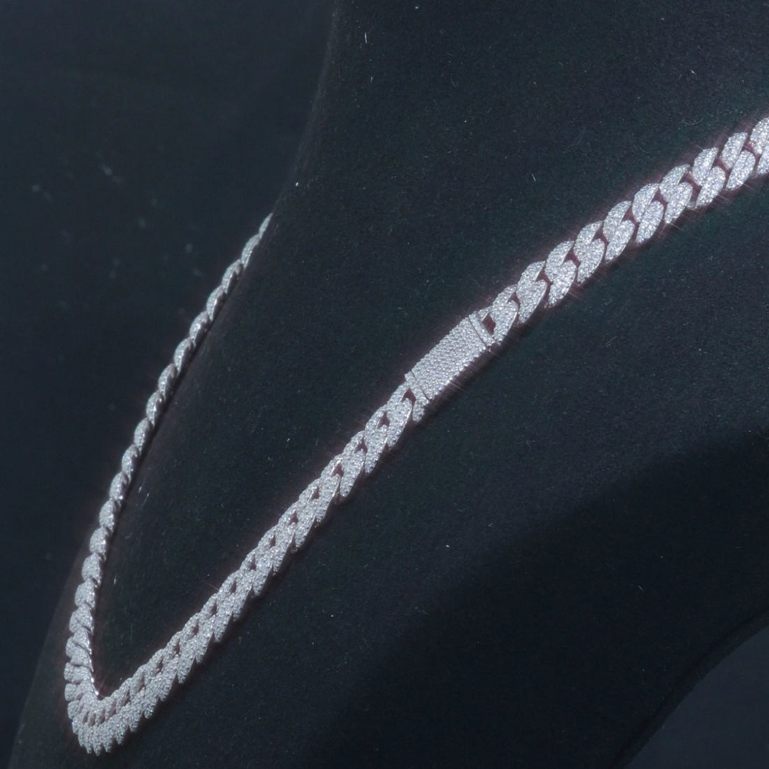 8mm Iced Out Moissanite Cuban Chain 925 Silver
